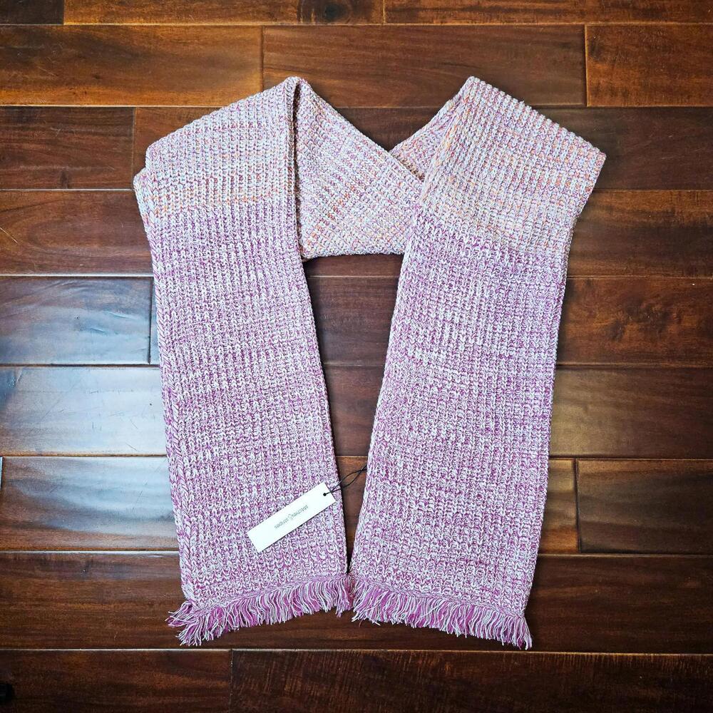NWT Stitches & Stripes Acrylic Purple Orange Mini Cable Knit Long Heavy Scarf